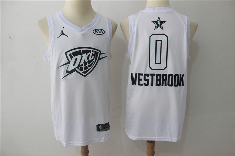 Men Oklahoma City Thunder 0 Westbrook White 2108 All Stars NBA Jerseys